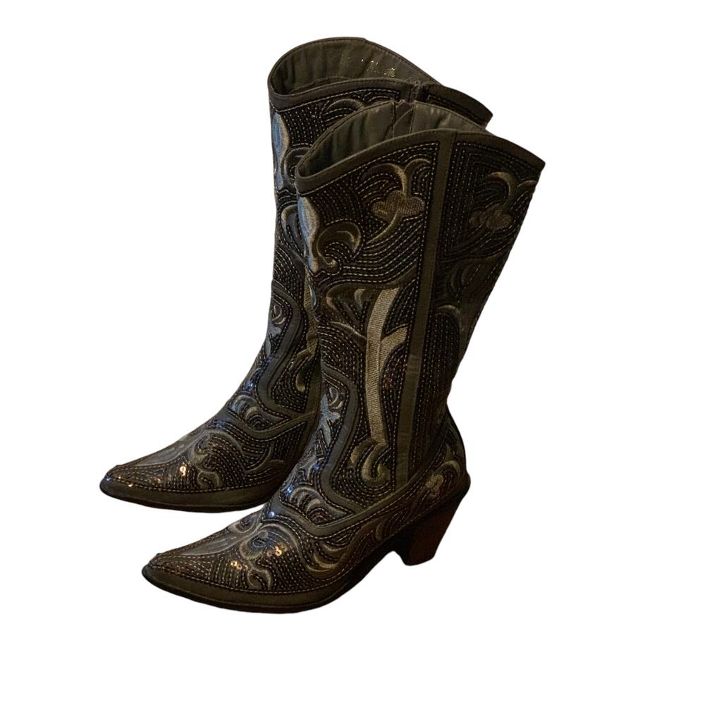 Helens Heart Sequin Western Boots size 8 - Picture 3 of 14